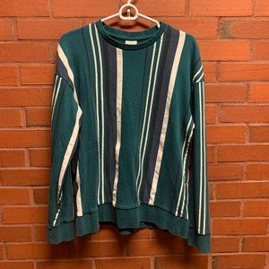 Jack & Jones stripe crew neck sweat green and white and purple deep teal fleece